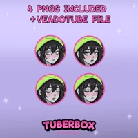 PNGTuber модель девушки Ribbi F13 в худи лягушки с эмоутами