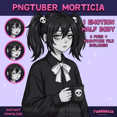 Готическая PNGTuber-модель Morticia F21
