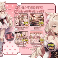 Полный набор оформления стрима Pink Cat Cutie с VTuber и PNGTuber