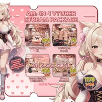 Полный набор оформления стрима Pink Cat Cutie с VTuber и PNGTuber
