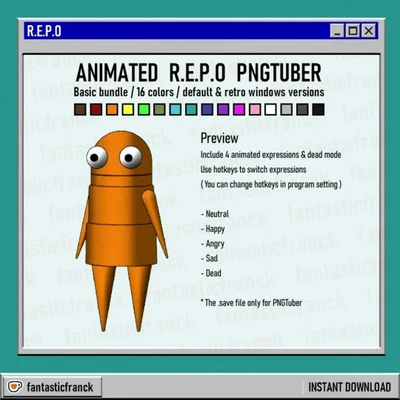 Анимированный PNGTuber REPO Basic Bundle для PNGTuber Plus