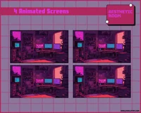 Пакет оверлеев для стрима Retro Red Purple