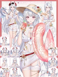 VTuber модель Loreia: Белая змея в купальнике