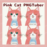 PNGTuber розовый кот в стиле книжной иллюстрации — Watercolor Pink Cat