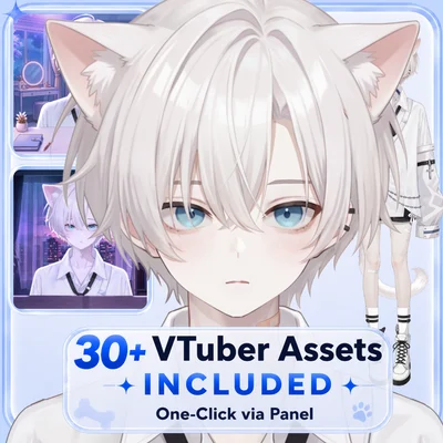 Live2D-модель White-haired Jirai Cat Boy