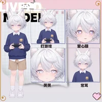 Live2D-модель мальчика с кошачьими ушками White-haired Shota Cat-eared Boy