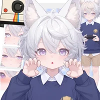 Live2D-модель мальчика с кошачьими ушками White-haired Shota Cat-eared Boy
