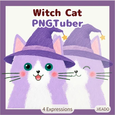 PNGTuber кошка-ведьма Witch Cat для Veadotube