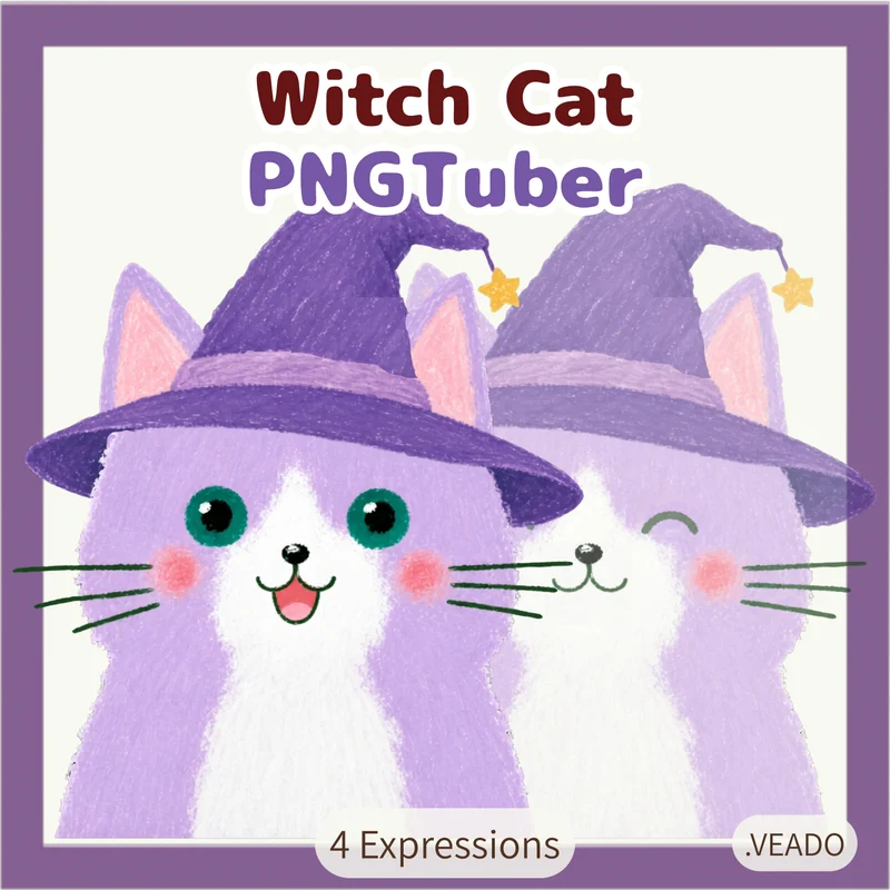 PNGTuber кошка-ведьма Witch Cat для Veadotube